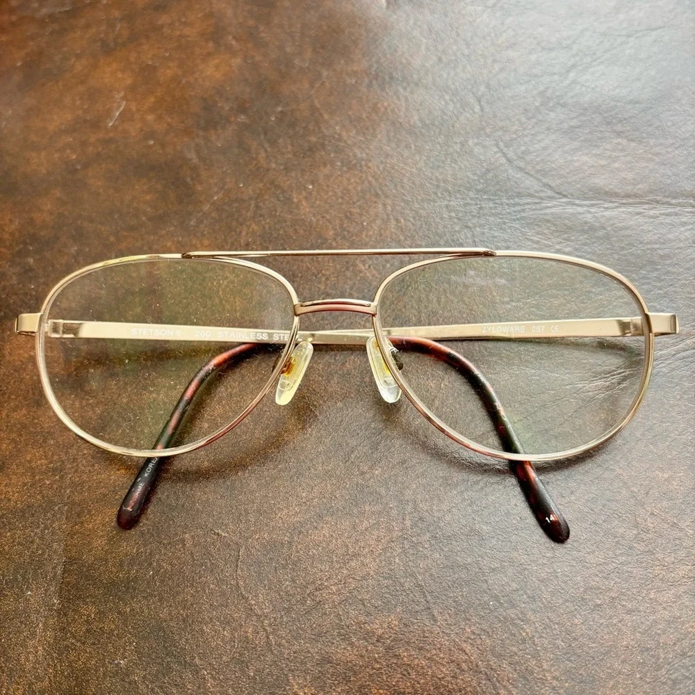 Stetson Zyloware 057 Stainless Steel Gold Aviator UnisexGlasses Frame Only 55-16 - Picture 2 of 12